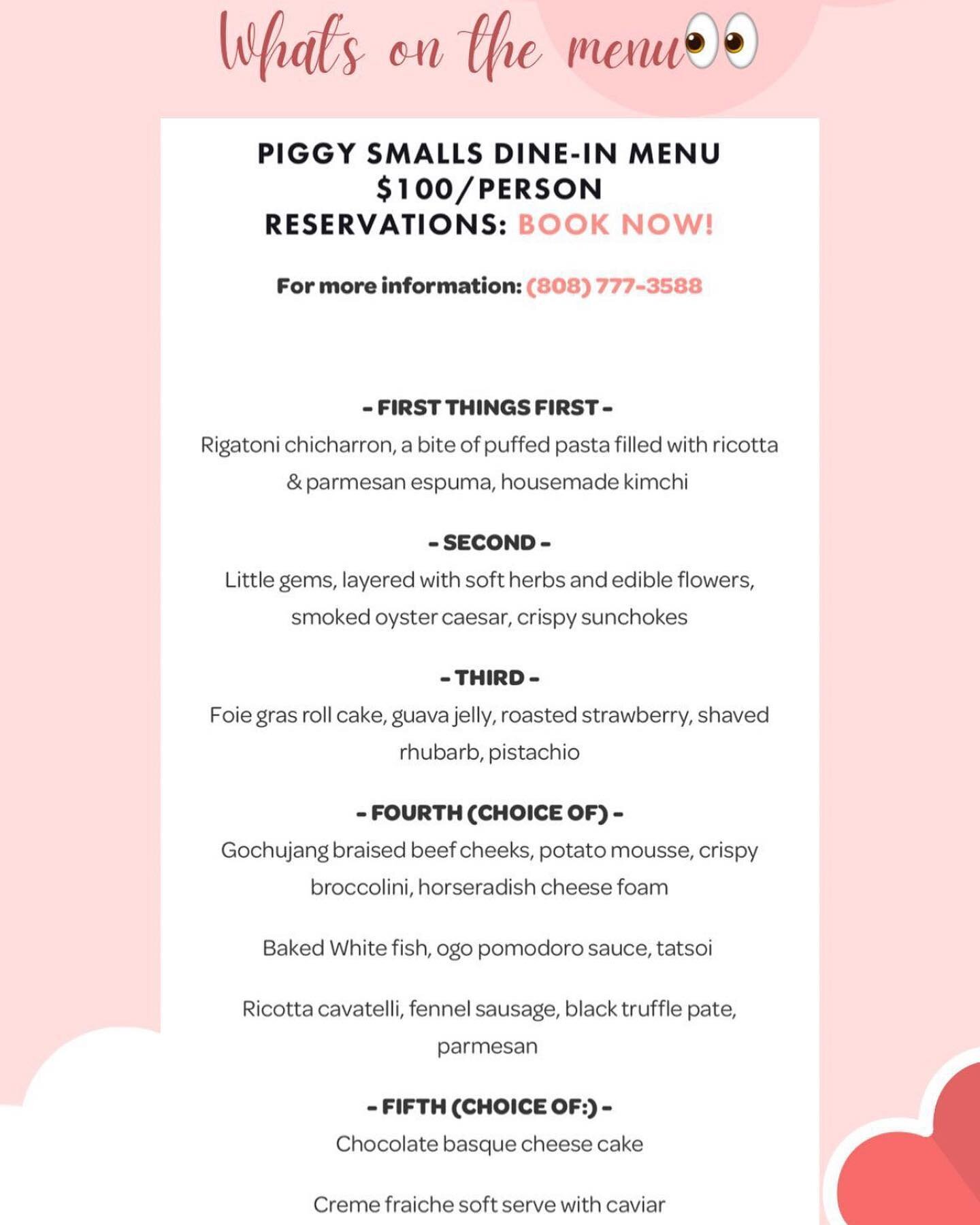 Here&rsquo;s the sneak peek in the Valentines menu👀

We will be severing a five course meal this Monday the 14th. All that&rsquo;s missing is you ! We&rsquo;ve covered our bases for our meat lovers and vegetarians. Book while you can, reservations a