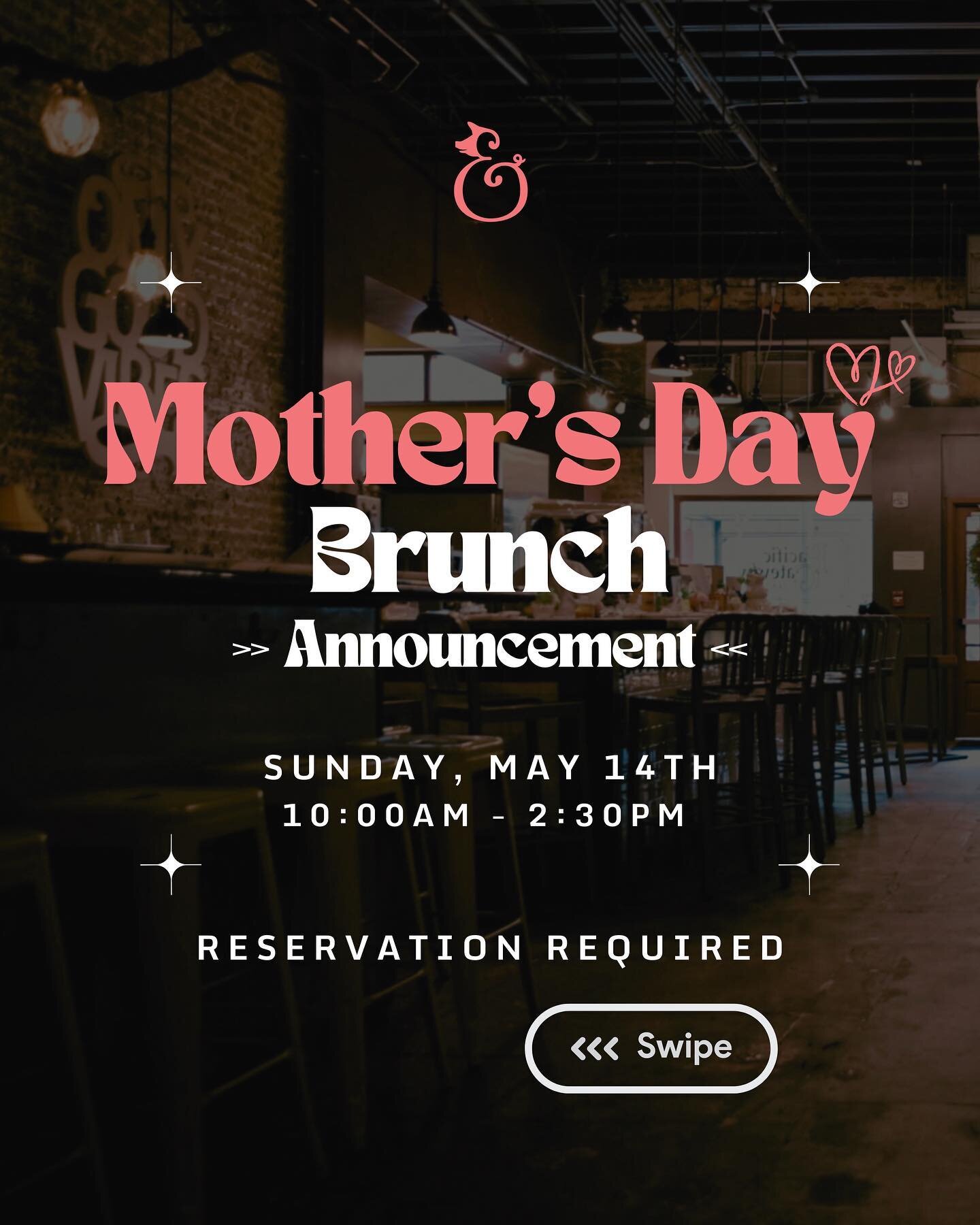 Mother&rsquo;s Day Brunch *Announcement*

Attention Last minute Mothers Day diners! 
Due to popular demand we have opened up seating for large parties in our upstairs private dining room. We can seat parties of 6 or more from 10 am to 2pm. Limited av