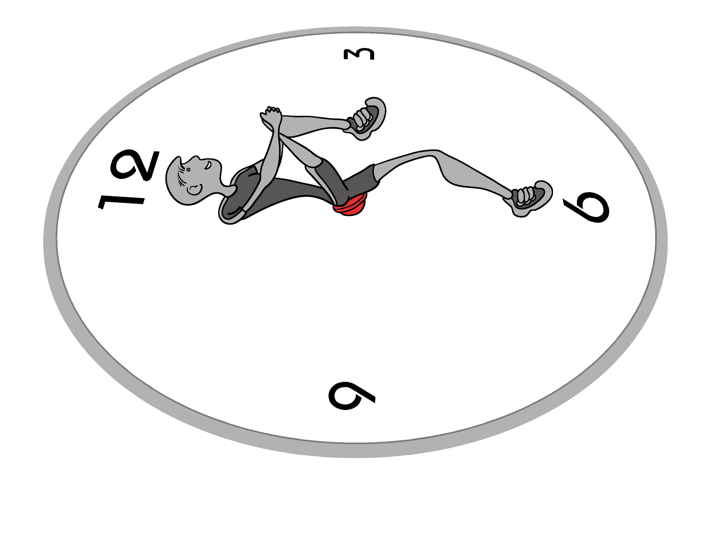 Pelvic Clock Knee-to-Chest Stretches for the lower back and hips. Recommended for lumbar spinal stenosis, sacroiliac dysfunction, piriformis syndrome, scoliosis, sciatic nerve pain.