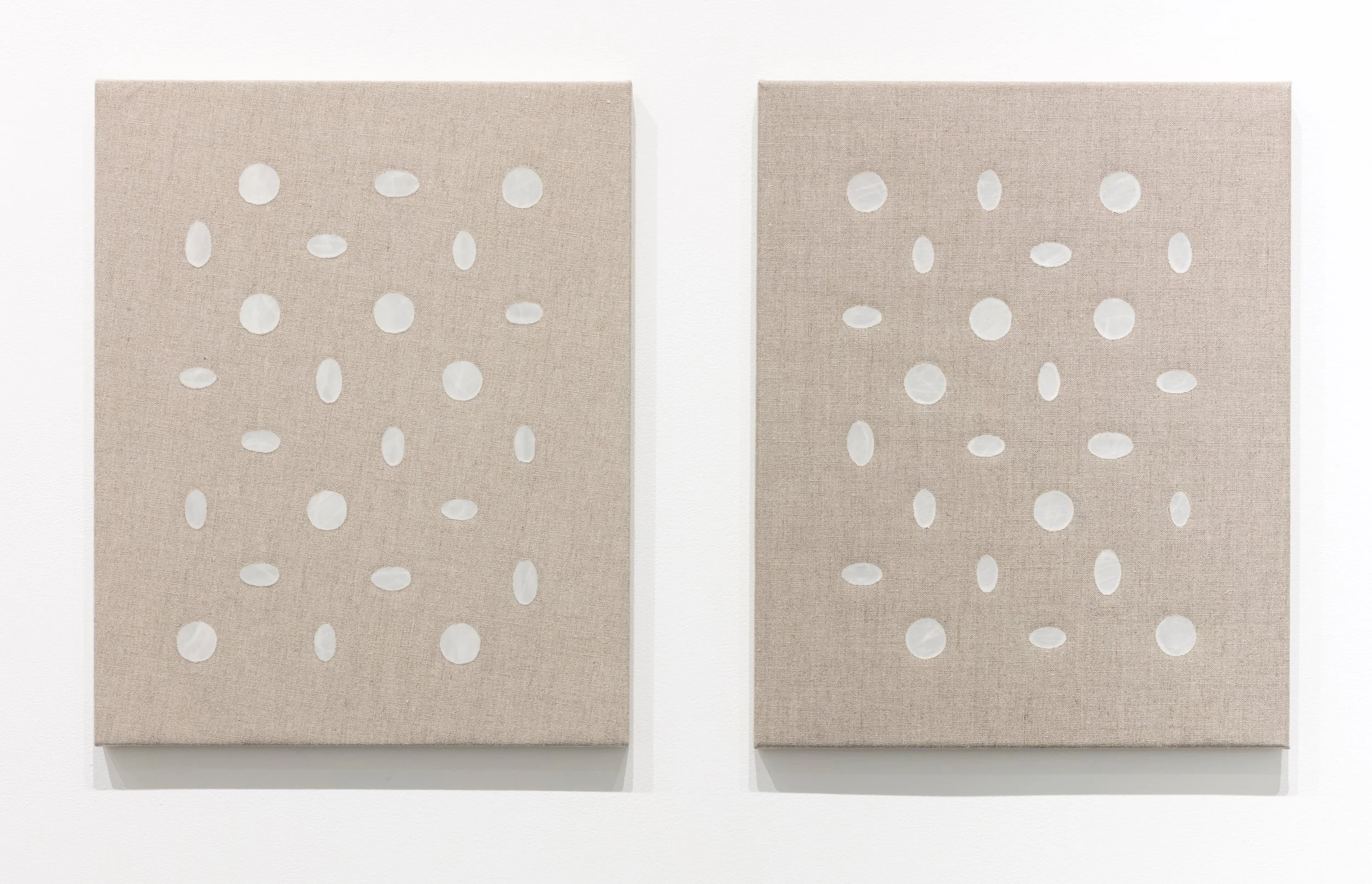 speaking & responding through stillness clear gesso on linen 20" x 16" & 20" x 16" 2017