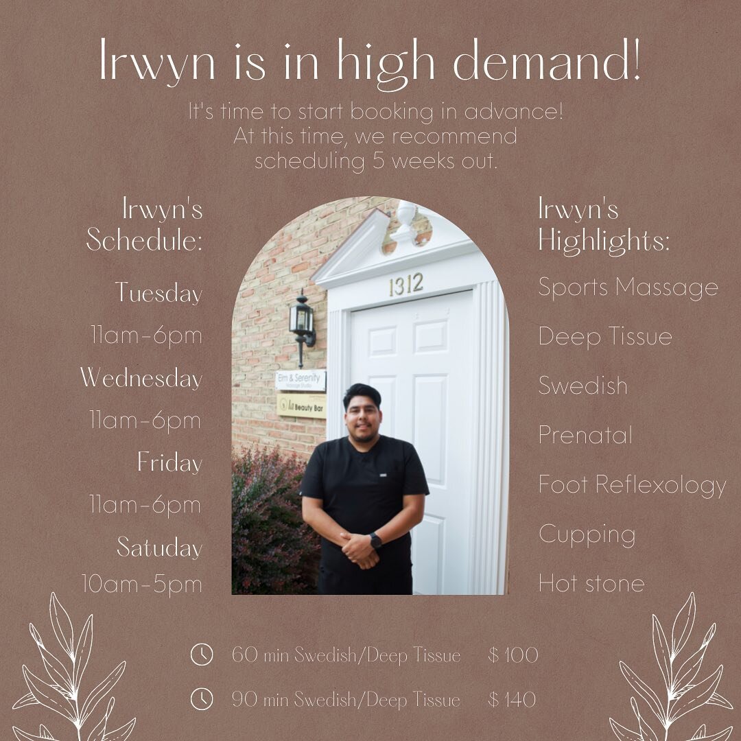 With Irwyn in high demand, we highly recommend booking your appointments now! Come see why he&rsquo;s become a client favorite!