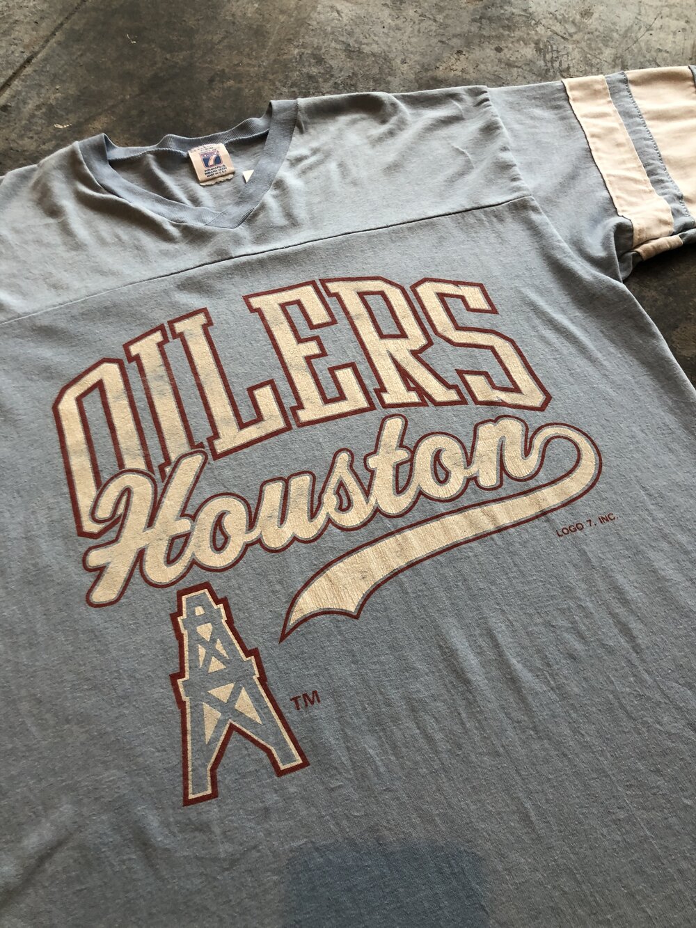 Vintage 90s Houston Oilers Jersey T Shirt XL NFL Football Blue Logo 7 USA