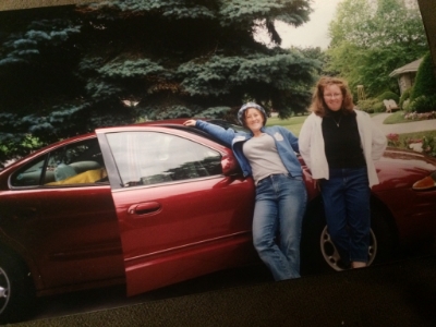 Our trusty wheels. (Sorry it's blurry - we didn't have digital cameras back then...)