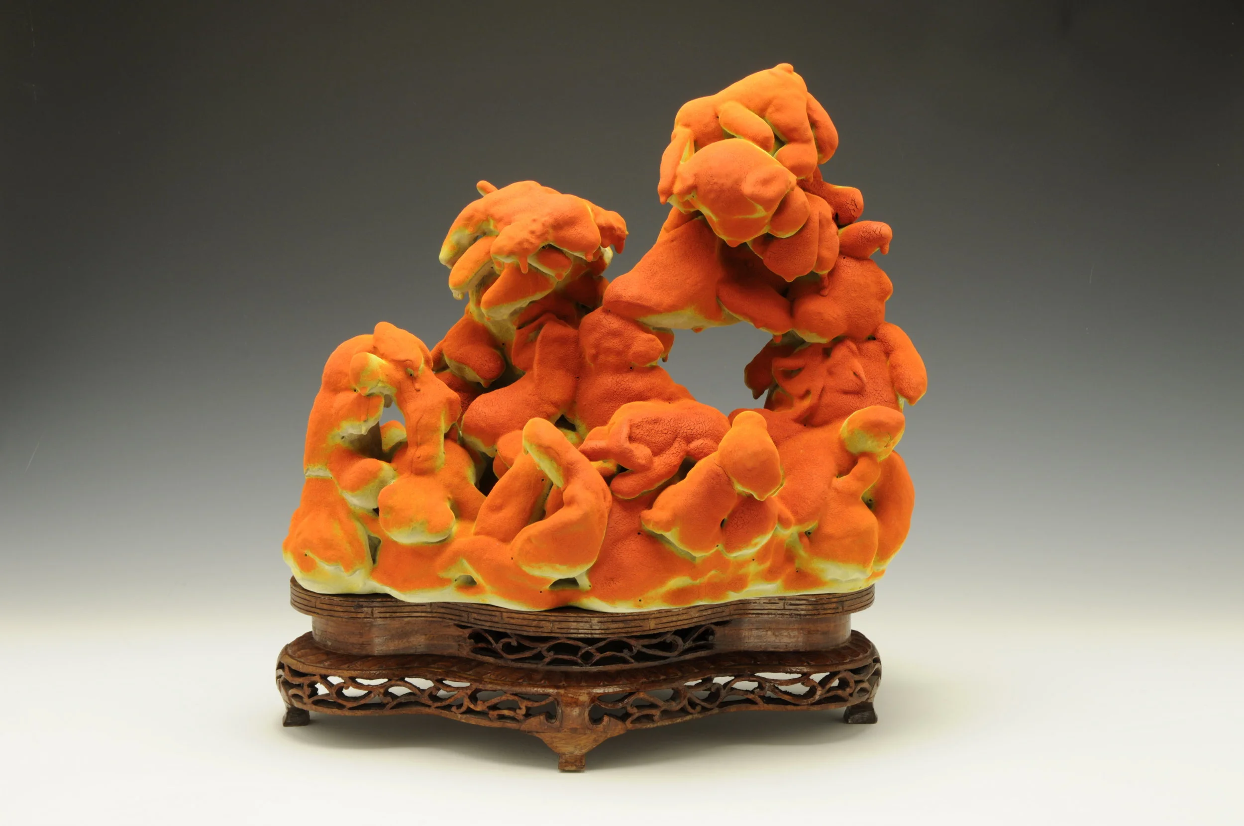   Scholar’s Rock II , 2009 Earthenware, glaze, wooden stand 16 x 16 x 9 inches  