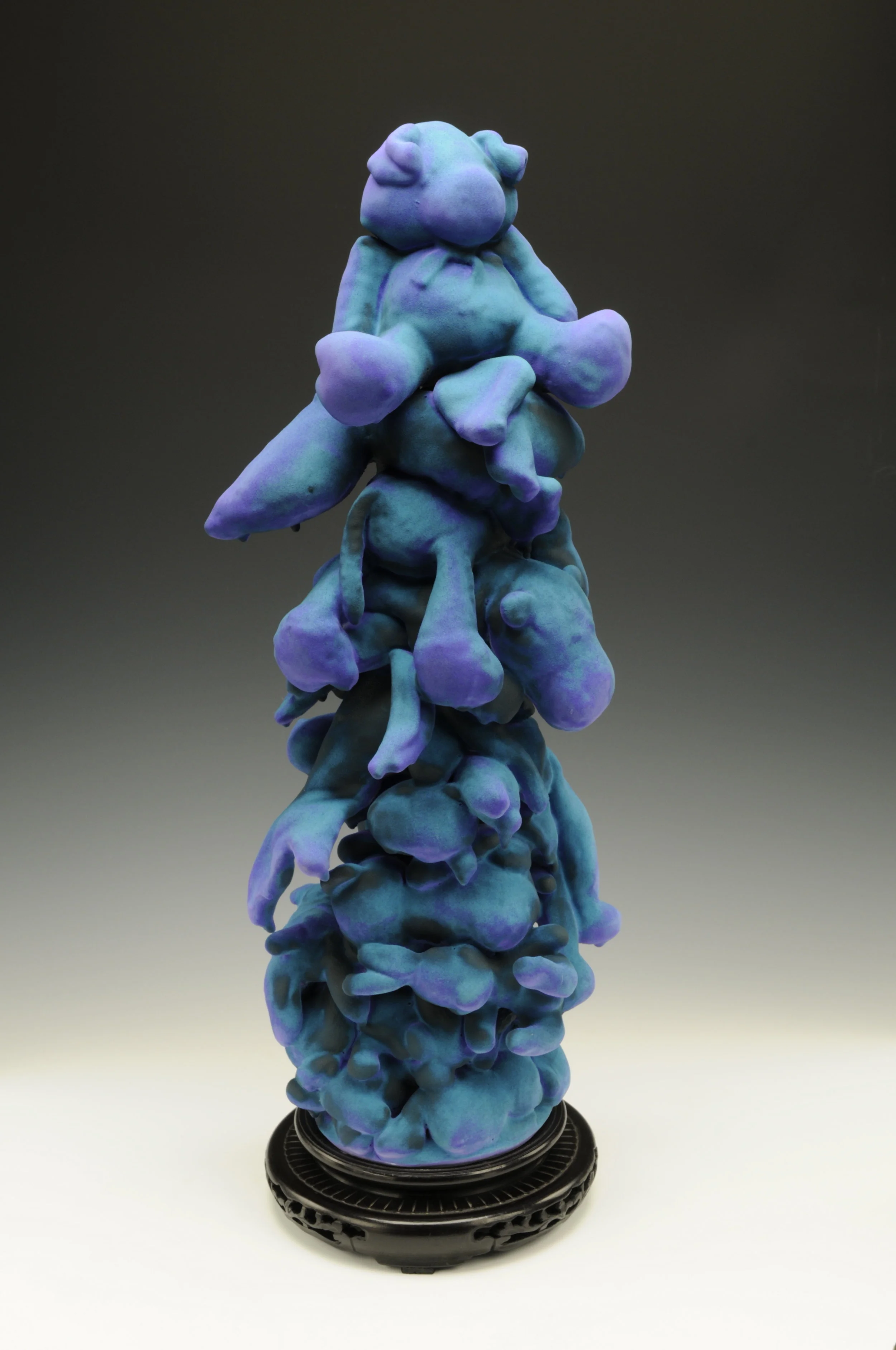   Scholar’s Rock V , 2009 Earthenware, glaze, wooden stand 25 x 9 x 8 inches 