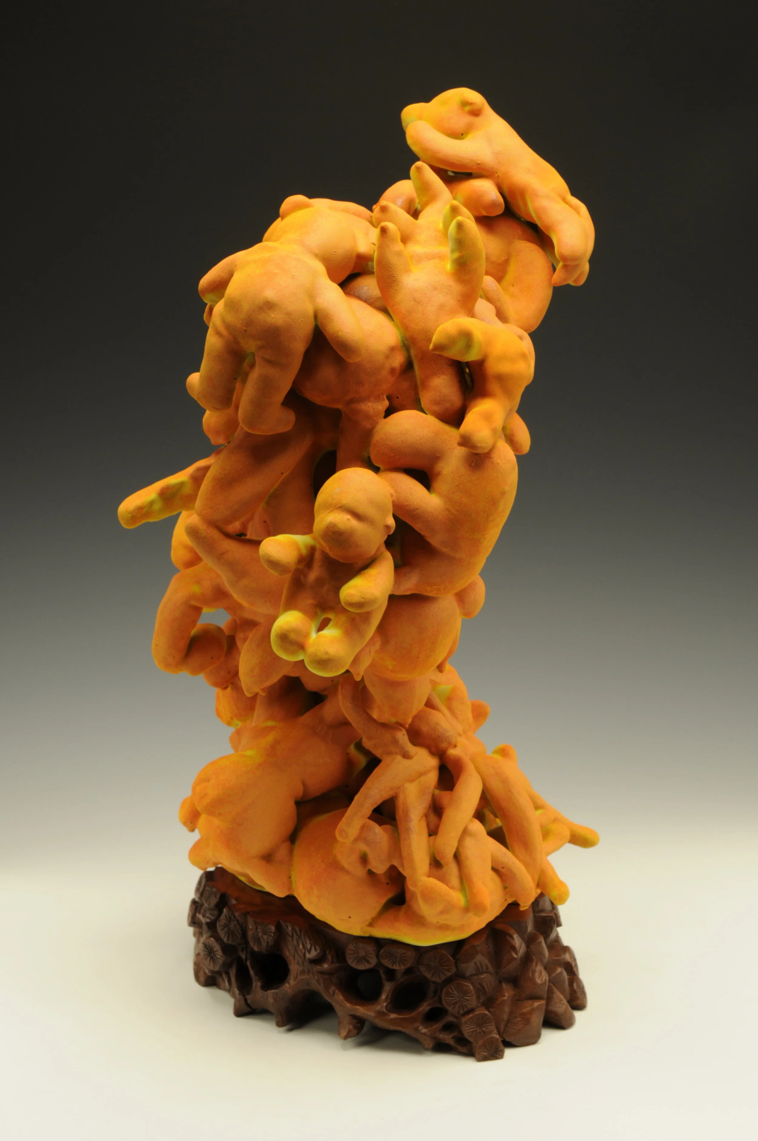   Scholar’s Rock III , 2009 Earthenware, glaze, wooden stand 20.5 x 10.5 x 9 inches 