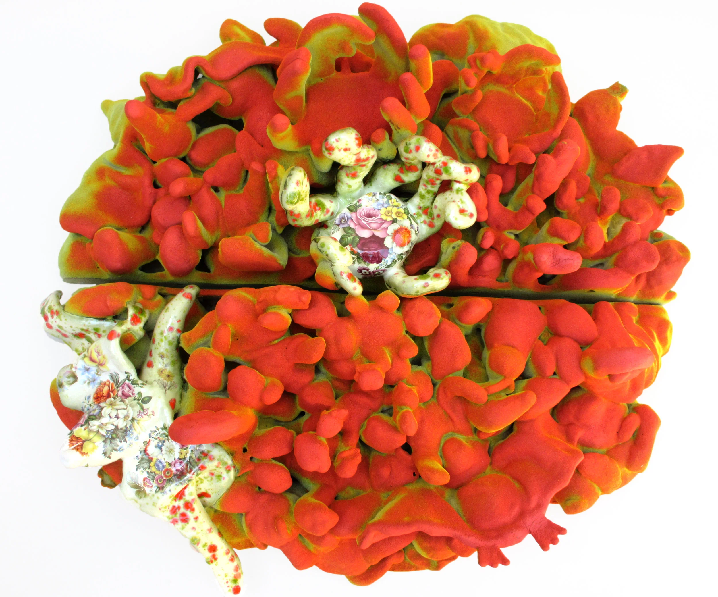   Strange Flower VI , 2010 Earthenware, glaze, decal 20 x 20 x 7 inches 