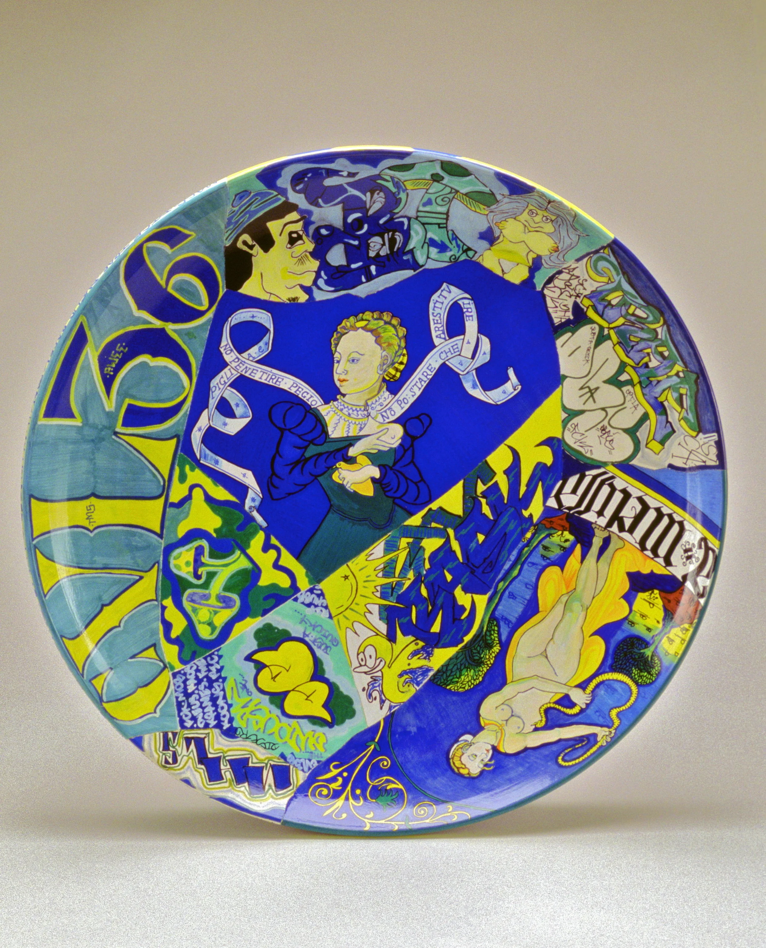   Take and Don’t Regret it , 2000 Ceramic, paint 25 x 25 x 3 inches 