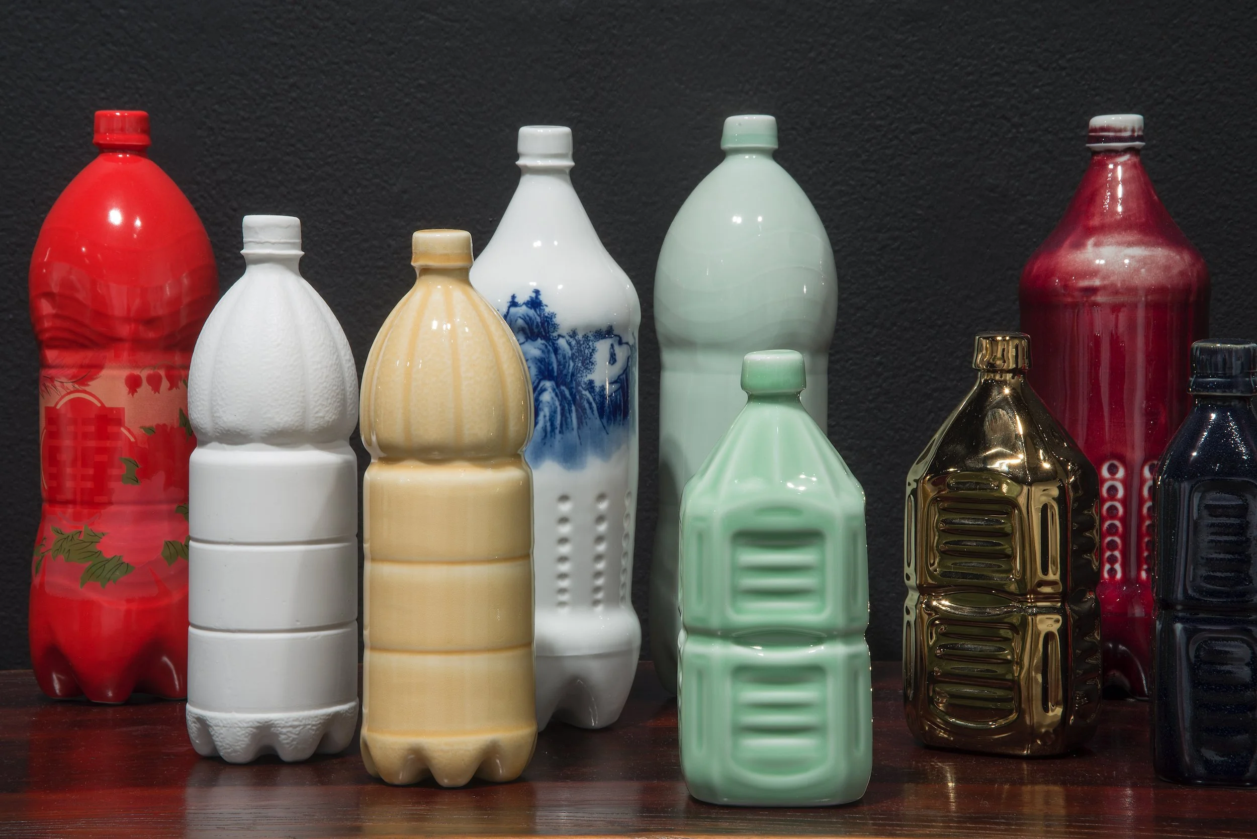   Chinese Still life #7 , 2014 Porcelain, Glaze, Decal, Gold PVD Variable dimensions 