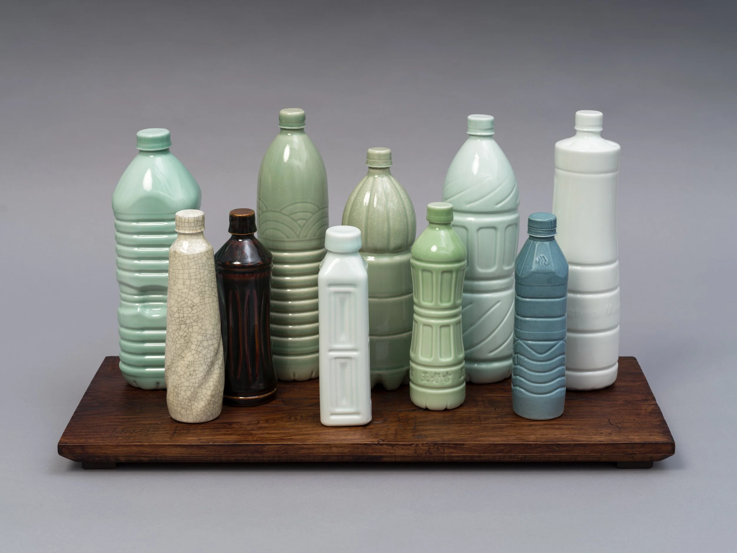   Chinese Still Life II  , 2024 Porcelain, Glaze, Woodstand 13 x 23 x 10 inches 
