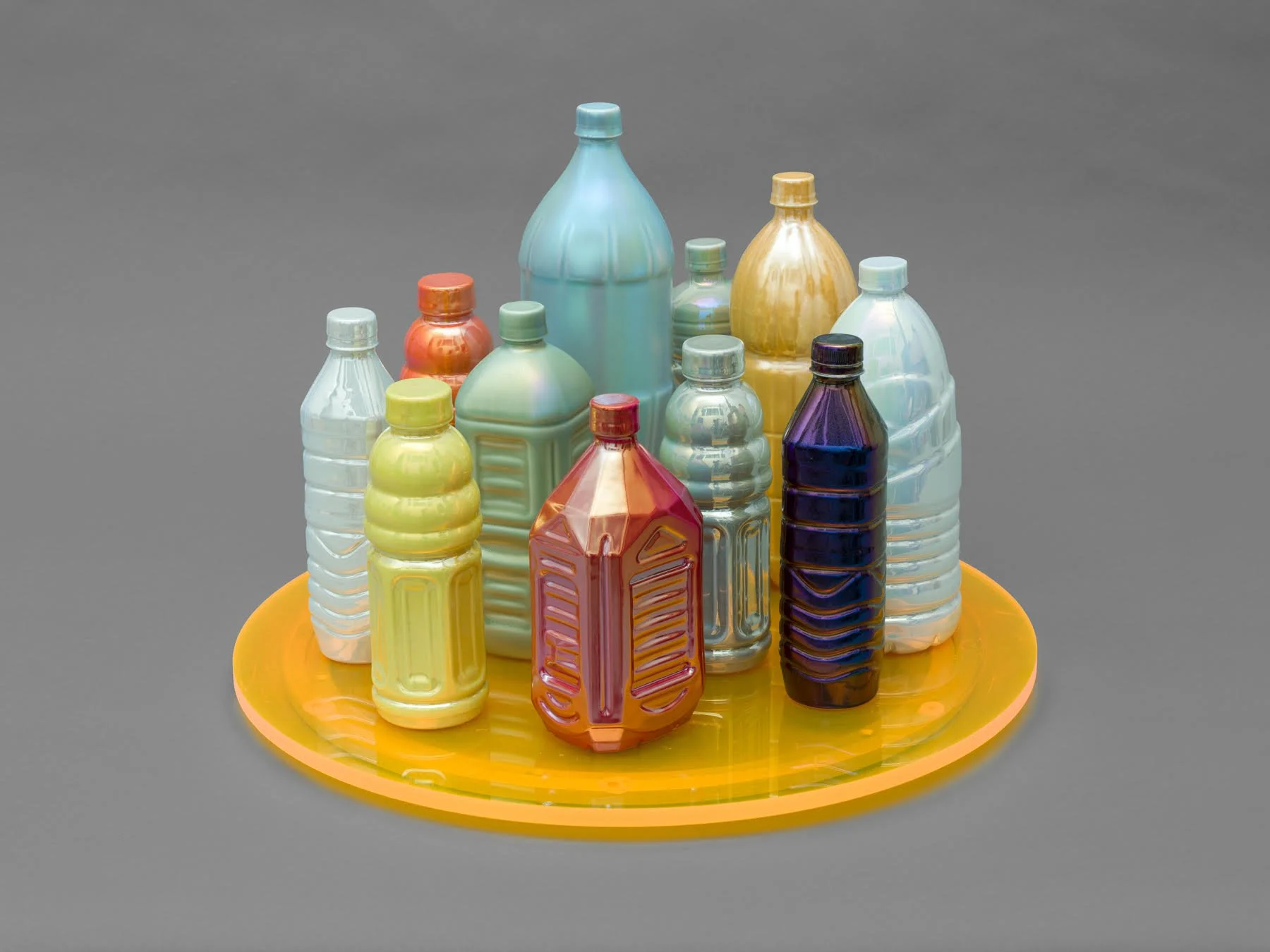   Chinese Still Life - Hong Kong , 2026 Porcelain, Glaze, Pearl PVD, Lazy Susan&nbsp; 12 × 18 × 18 inches 