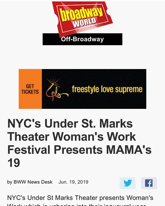 Letting the people know! Thanks for getting the word out about @mamas19theplay and the Women&rsquo;s Work Festival @officialbroadwayworld. Special s/o to my publicist @thebees_knees92 and @honeybmedia! Three more shows left! Excited to get to work to