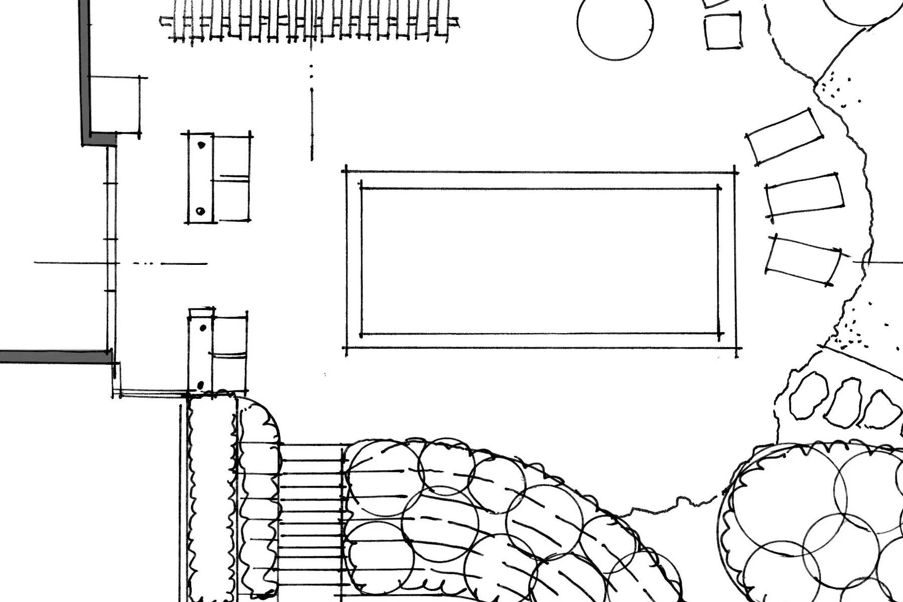 A black and white conceptual drawing