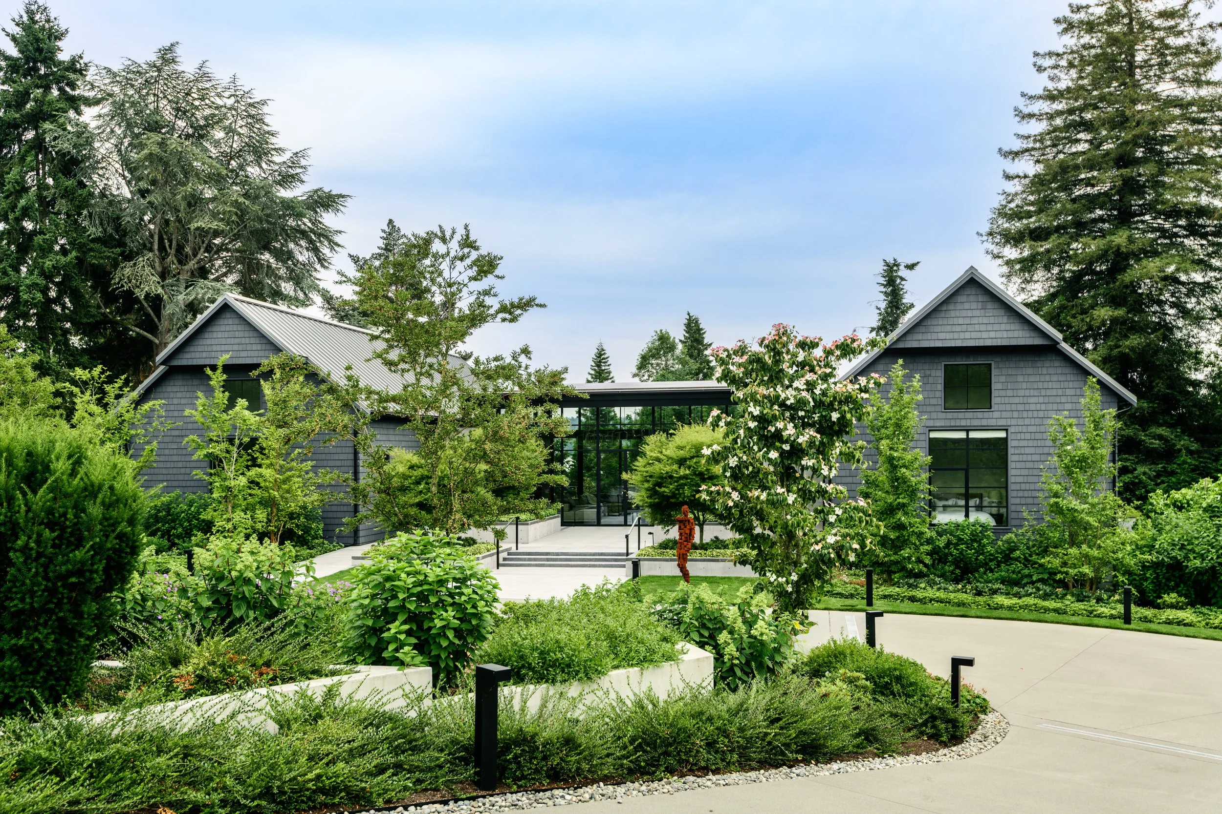 Driveway and entry steps to Garage Pavilion