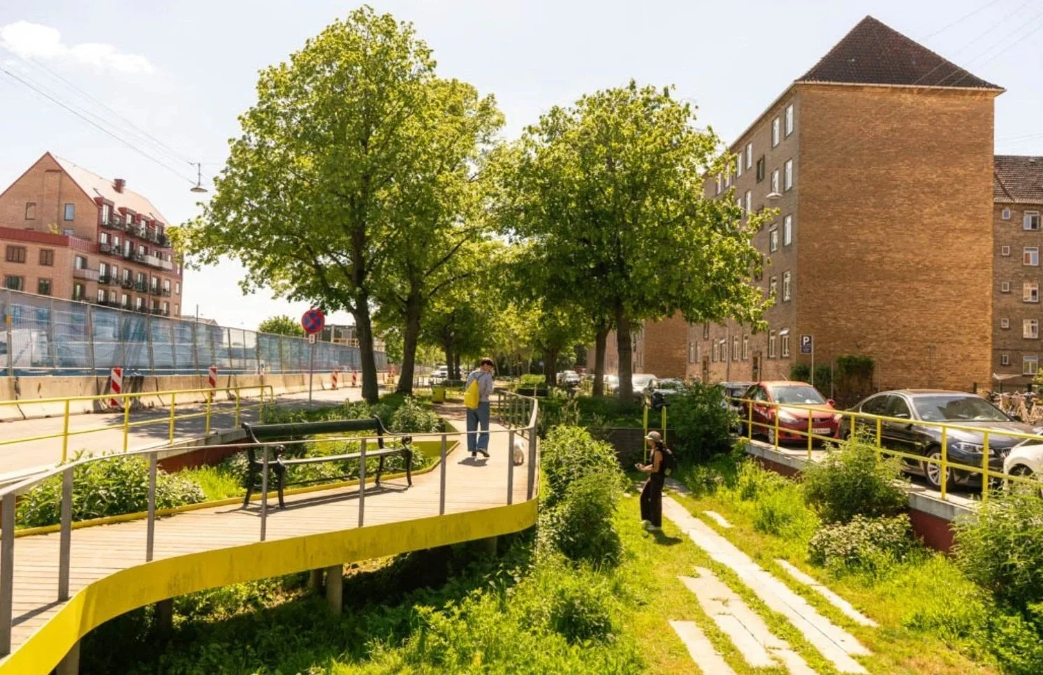 Boardwalk over stormwater runnel