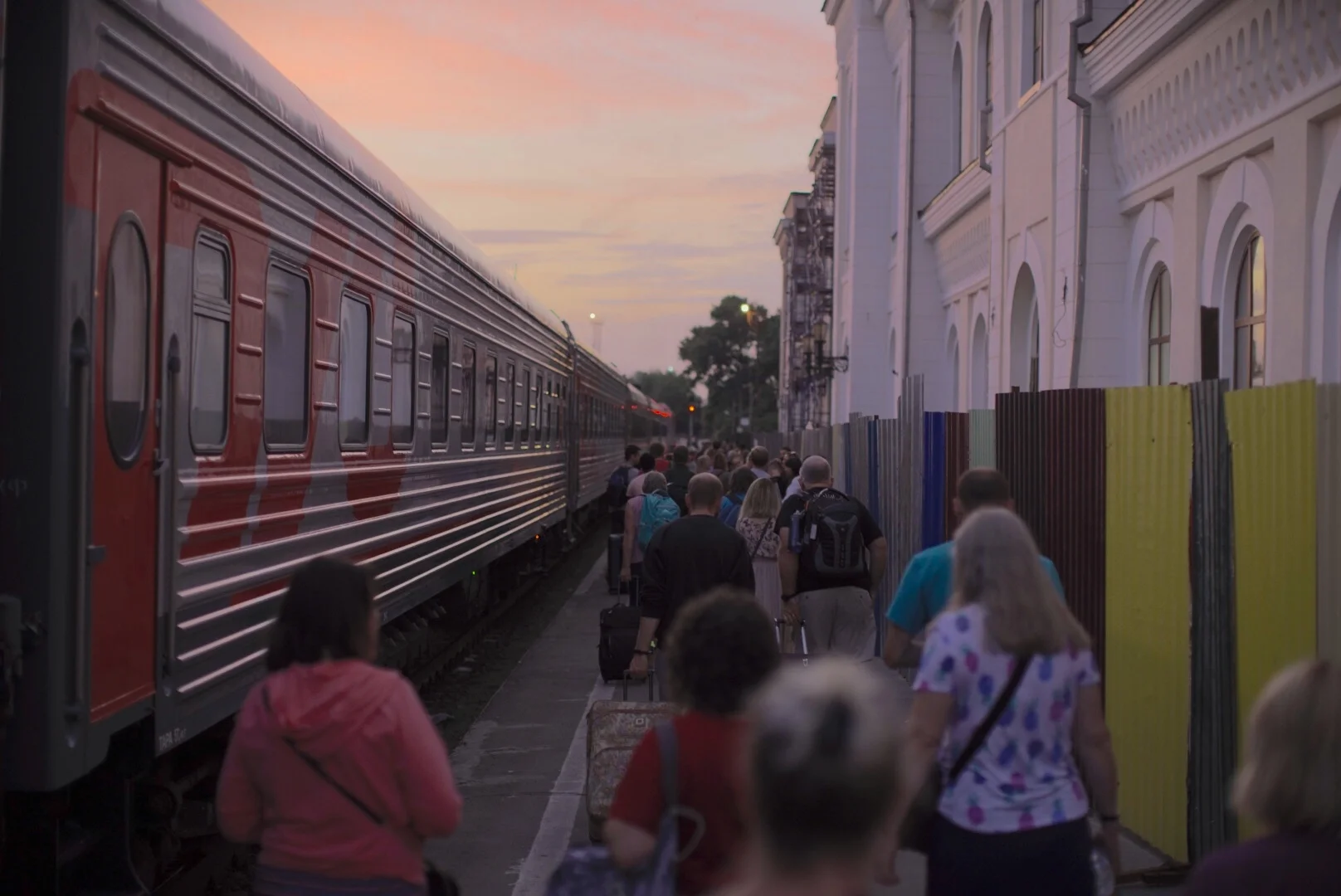 Boarding the train in Tambov on Monday evening