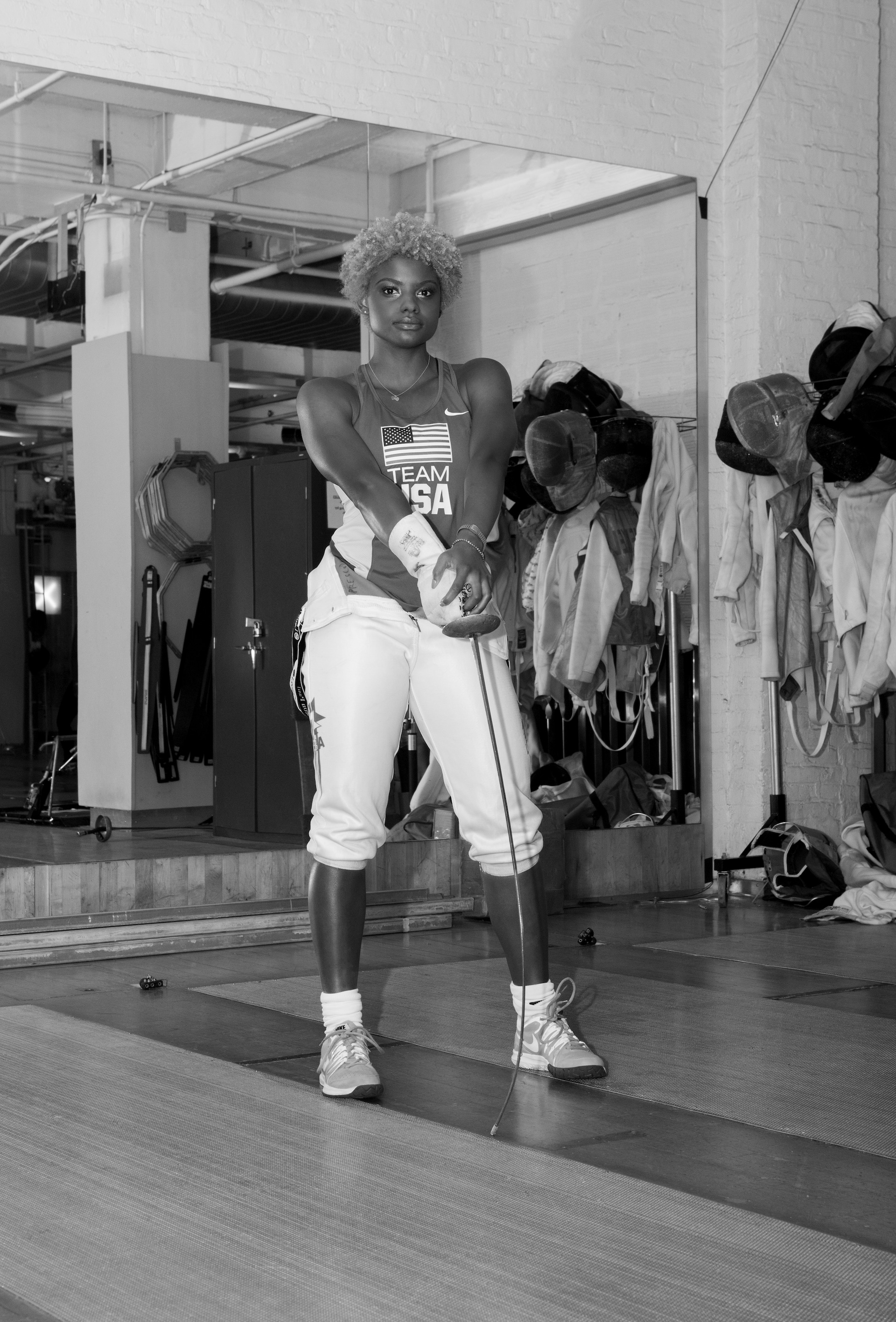 Profile of Olympic fencer Nzingha Prescod ( NYLON , November 2015. Photographed by Jen Dessinger.)