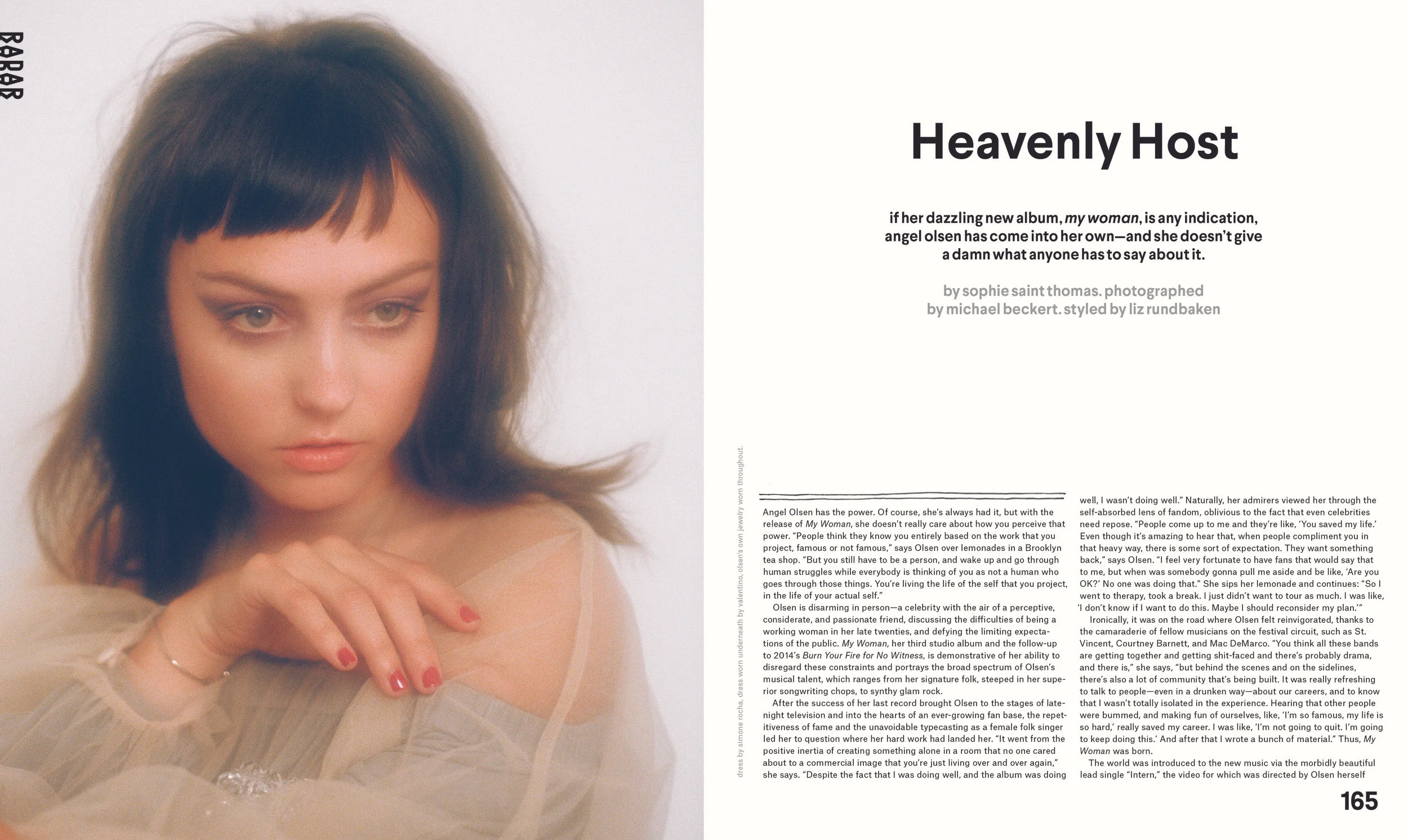 Angel Olsen ( NYLON , September 2016. Written by Sophie Saint Thomas. Photographed by Liz Rundbaken.)