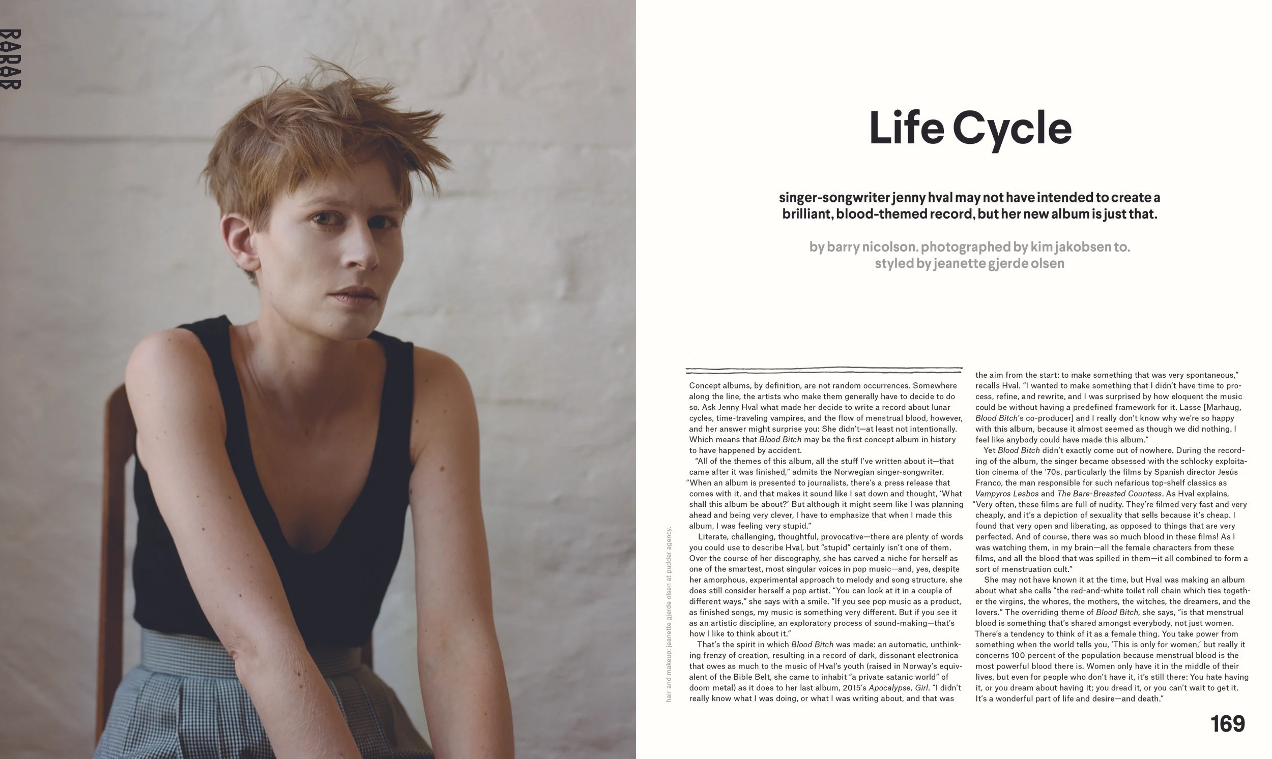 Jenny Hval ( NYLON , September 2016. Written by Barry Nicolson. Photographed by Kim Jakobsen To.)