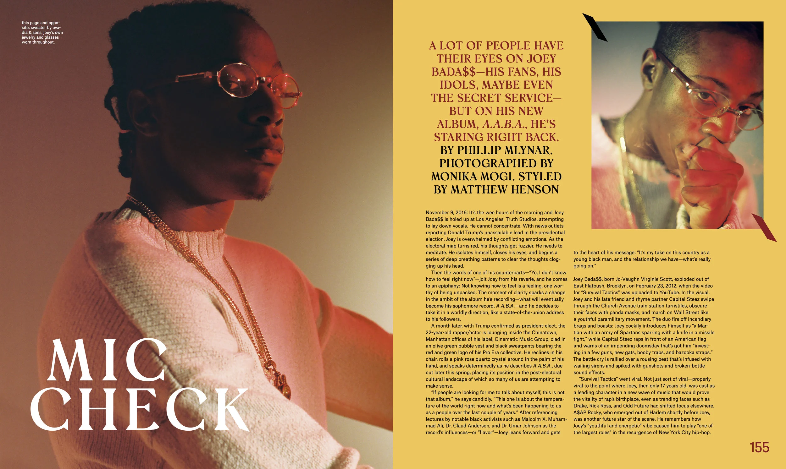Joey Bada$$ ( NYLON Guys , March 2017. Written by Phillip Mlynar. Photographed by Monika Mogi. Styled by Matthew Henson.)