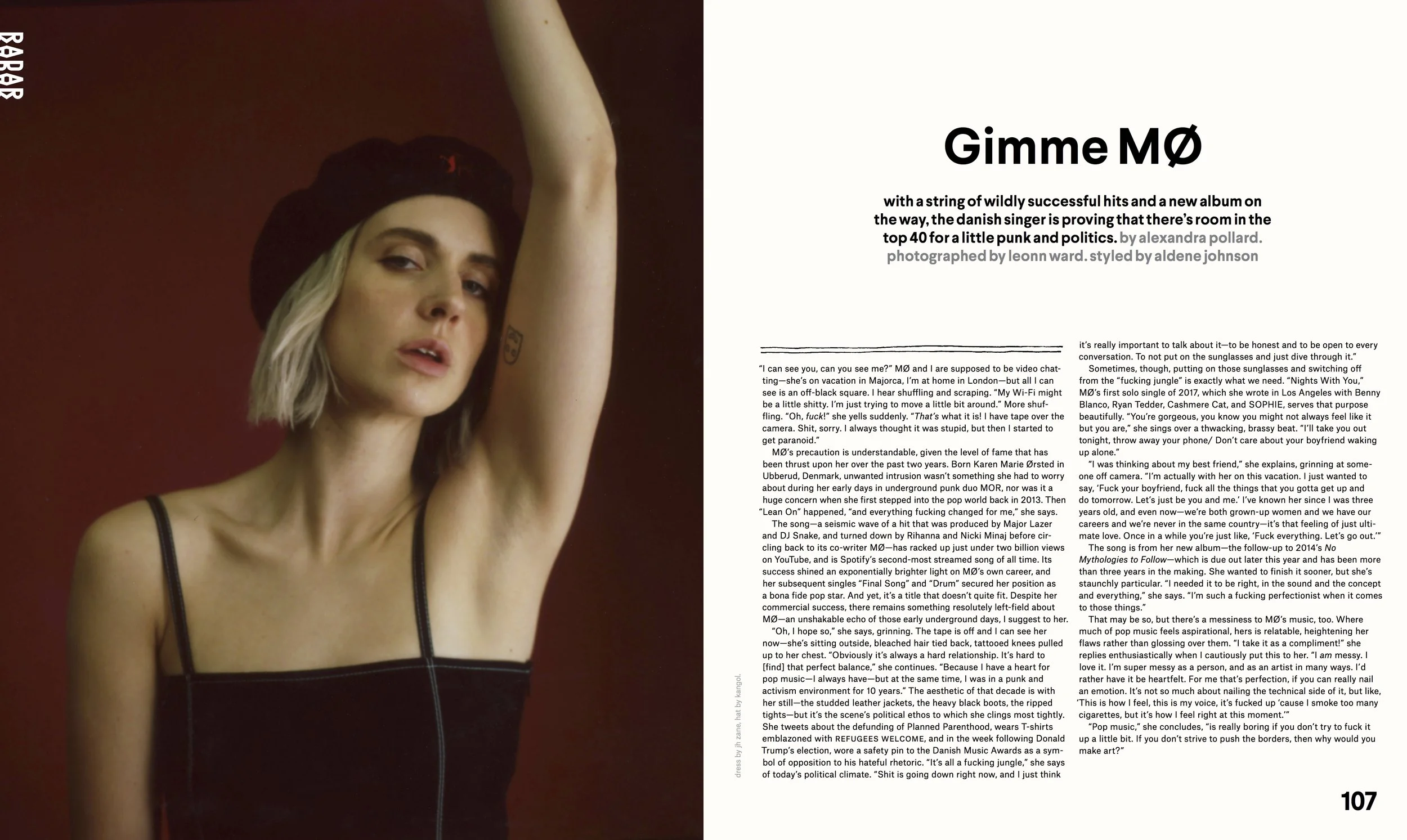 MØ ( NYLON , June/July 2017. Written by Alexandra Pollard. Photographed by Leonn Ward. Styled by Aldene Johnson.)