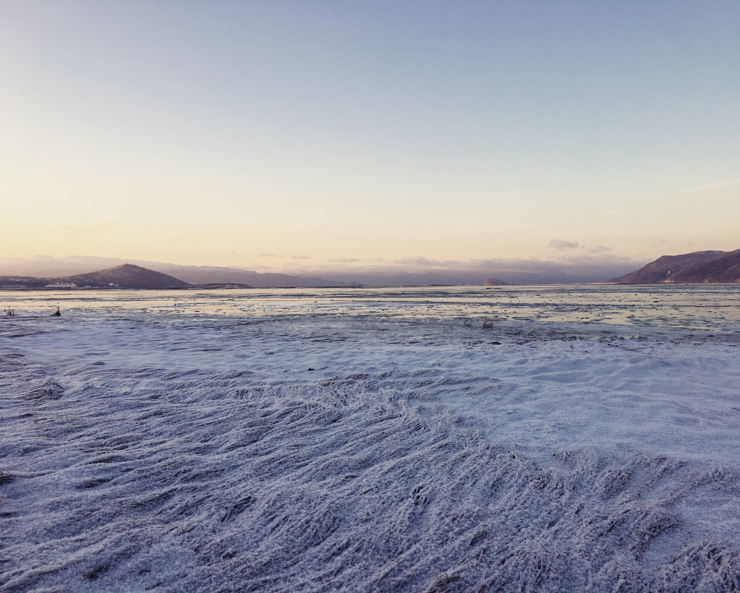 The frozen beach front here in Alta