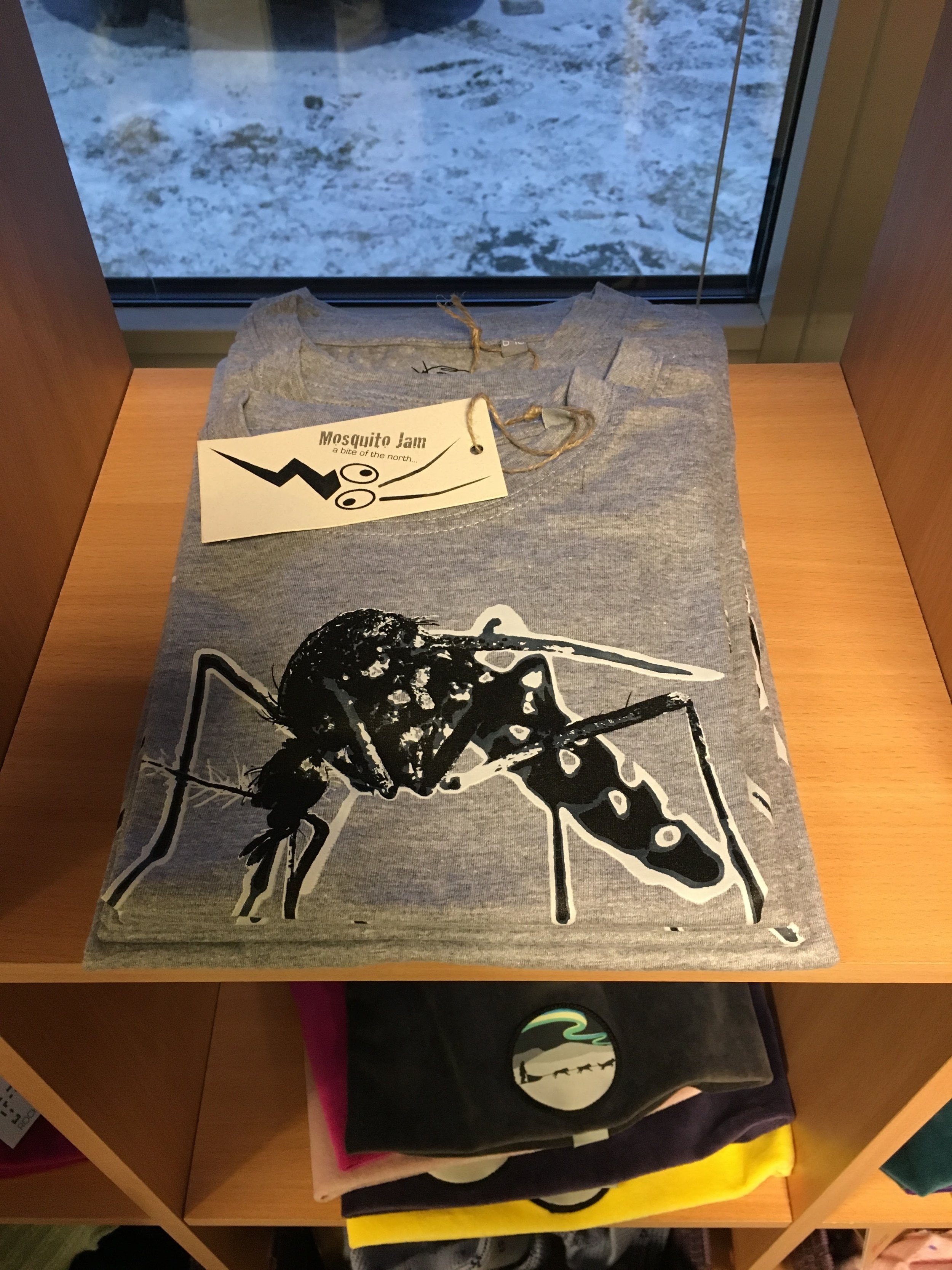 I've been warned about the monster Arctic mosquitos here in the summertime, and the fact they have them on T-shirts kinda proves it.