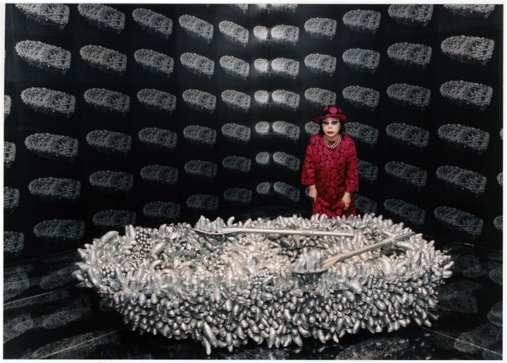 With her Aggregation: One Thousand Boats Show installation at the Gertrude Stein Gallery, New York in 1963 and later at a retrospective in 2011.
