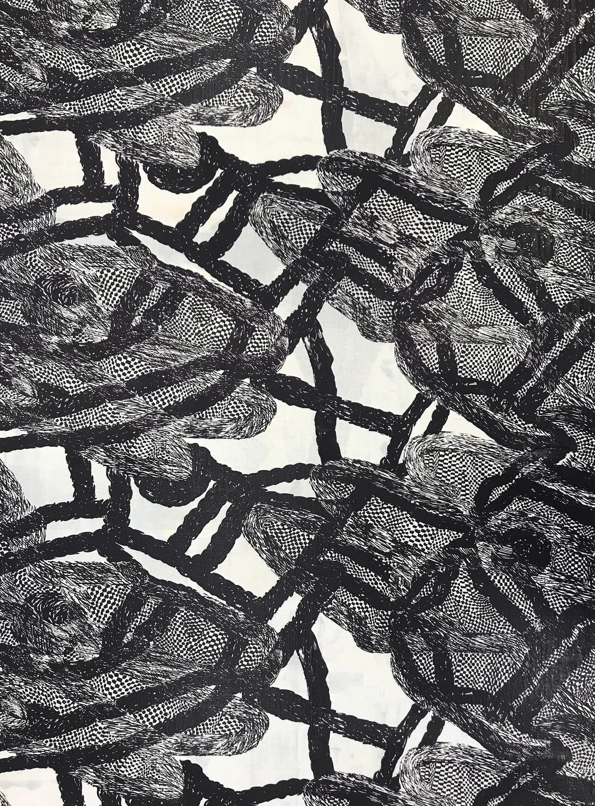  42” wide silkscreen print on cotton, 2019 