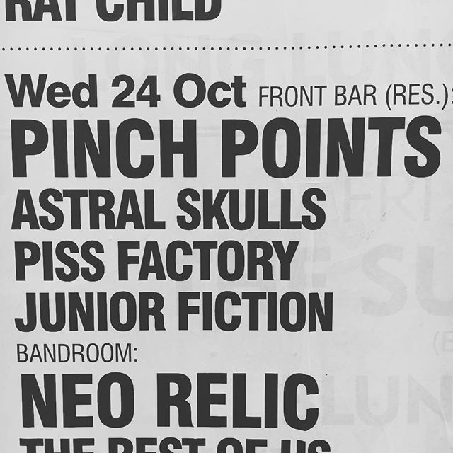 On our way to @thetotehotel - Junior Fiction is up first at 7pm so don&rsquo;t dawdle! Then it&rsquo;s good m8s @pissfactoryband, us, and new m8s @pinchpointsband and all over by 10 then good night. x