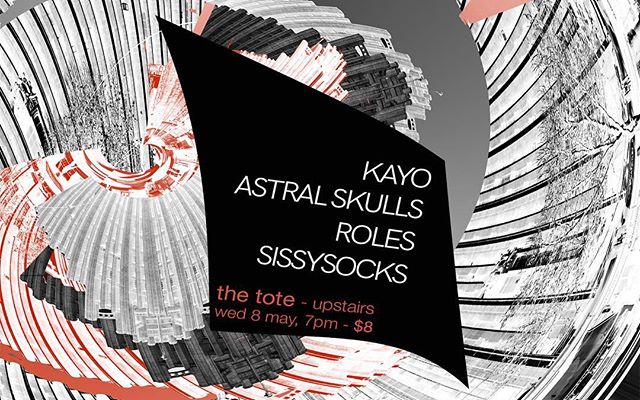 Solo show this coming Wednesday, upstairs at @thetotehotel with Kayo, Roles and Sissysocks. Starts at 7pm - probably the last solo show for a minute, and a great line up.

#thetote #kayo #astralskulls #melbourne #music