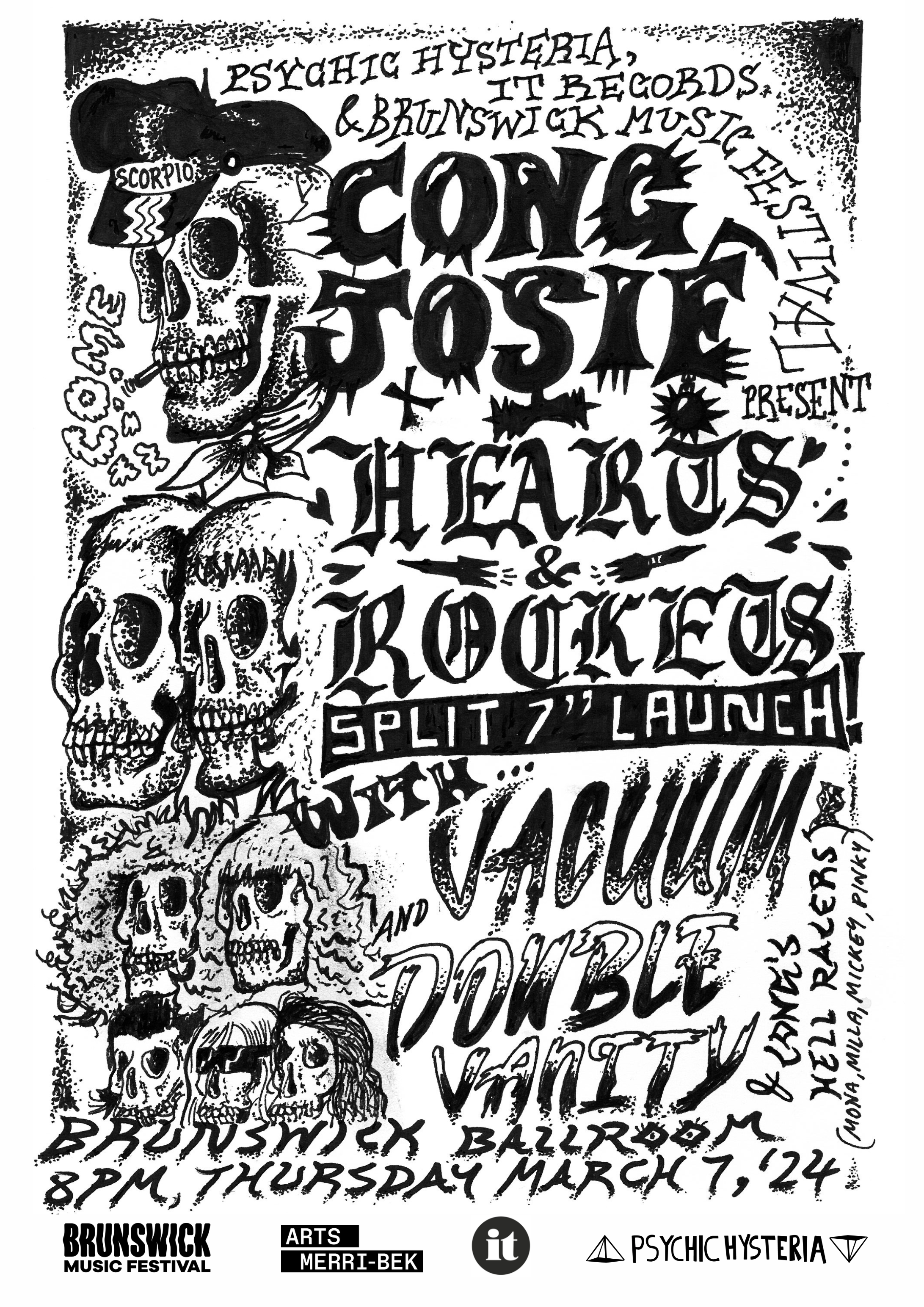 Cong Josie / Hearts &amp; Rockets split 7" launch