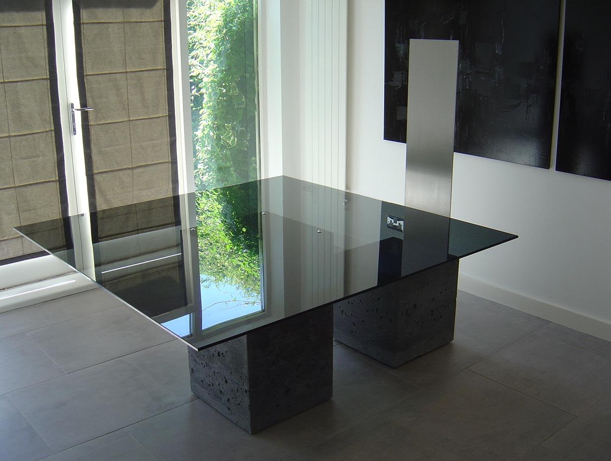 Table: Concrete and Smoked Glass