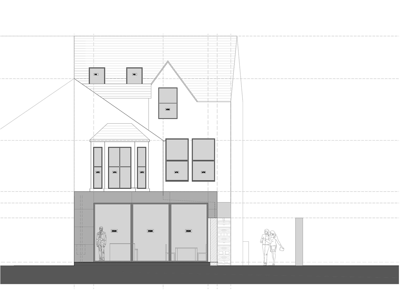 The GLASSHOUSE : rear elevation sketch