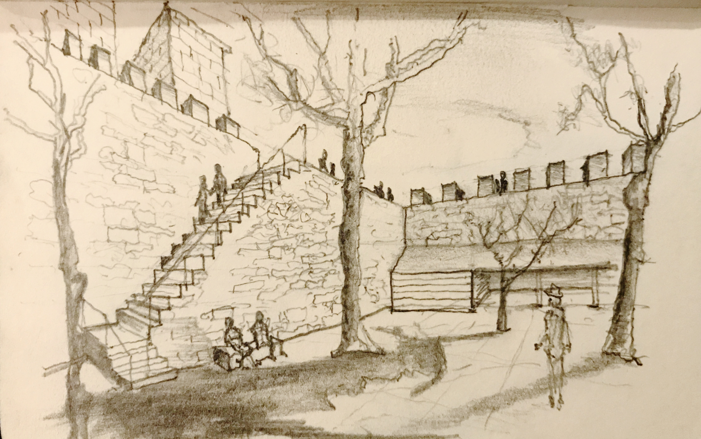 Sao Jorge Castle, Lisbon : Courtyard sketch