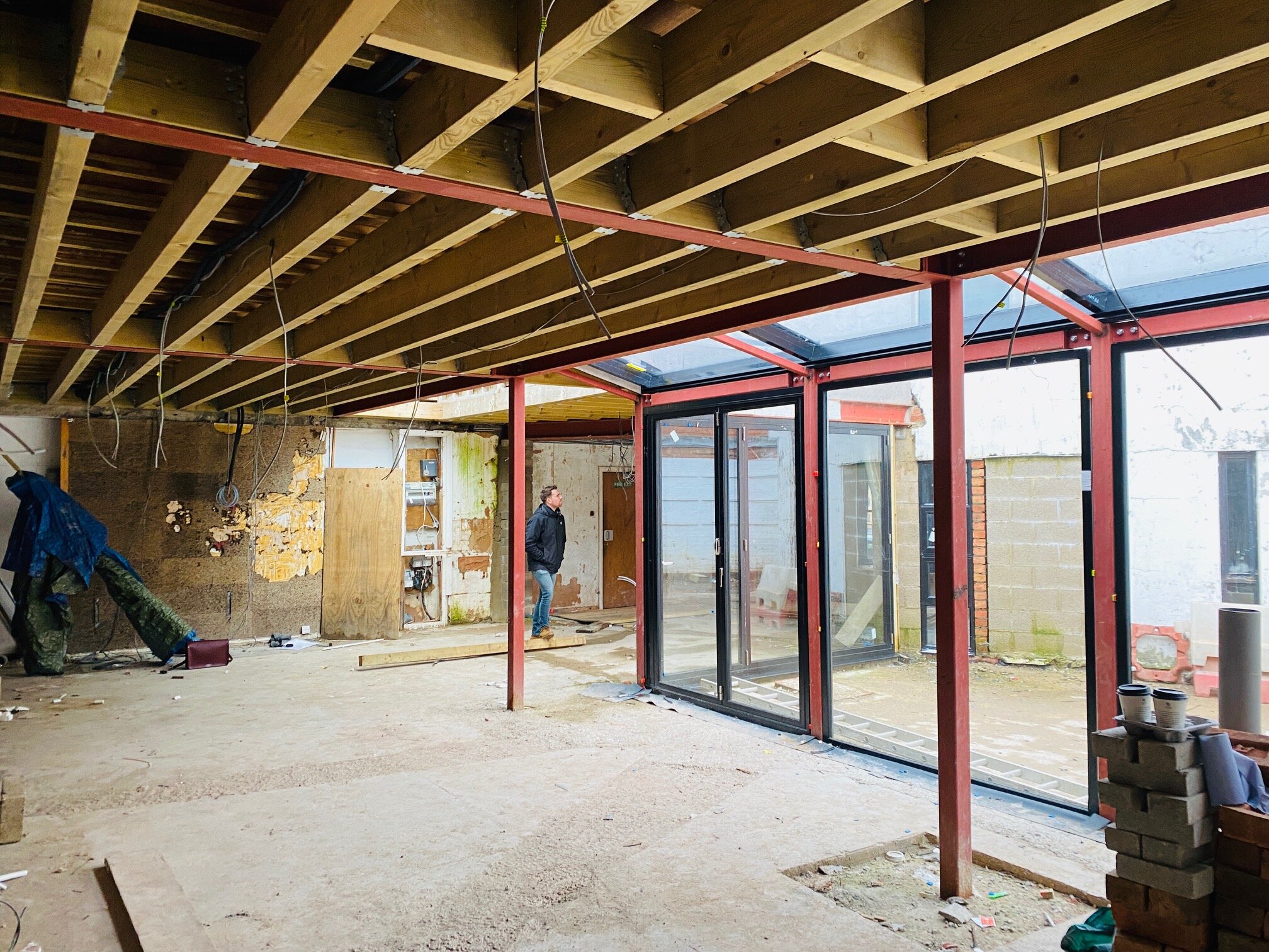  Half way through construction : View from the meeting room, into what will be a relaxing, green courtyard 