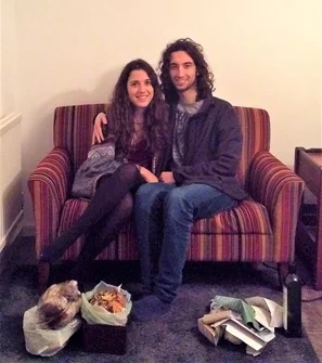 Marcel and Blanca with all the waste they produced in 30 days. Picture used with their permission.