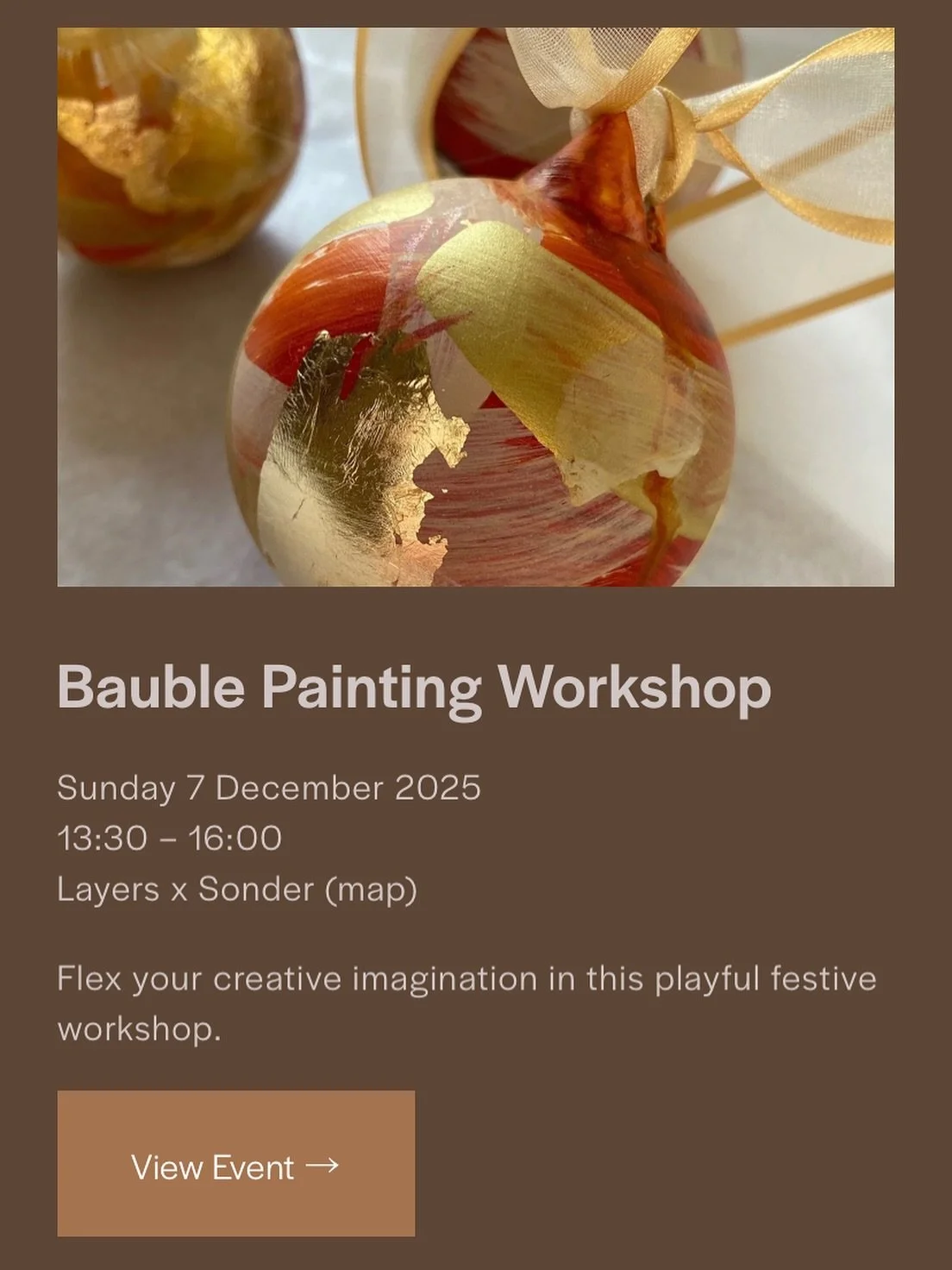 ✨Hand Painted Ceramic Bauble Workshop✨
 
🎄 The festive workshop I&rsquo;m running this year in collaboration with the wonderful Layers @sonderleeds will be taking place on:

Sunday 7th December 1.30pm-4.00pm

It&rsquo;s a super fun &amp; relaxed vib