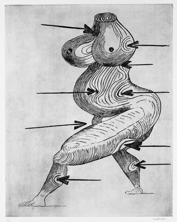 Louise Bourgeois Sainte Sebastienne , 1992 Drypoint on Somerset Satin paper 119.4 × 94.0 Size (cm) 47.0 × 37.0 Size (in)