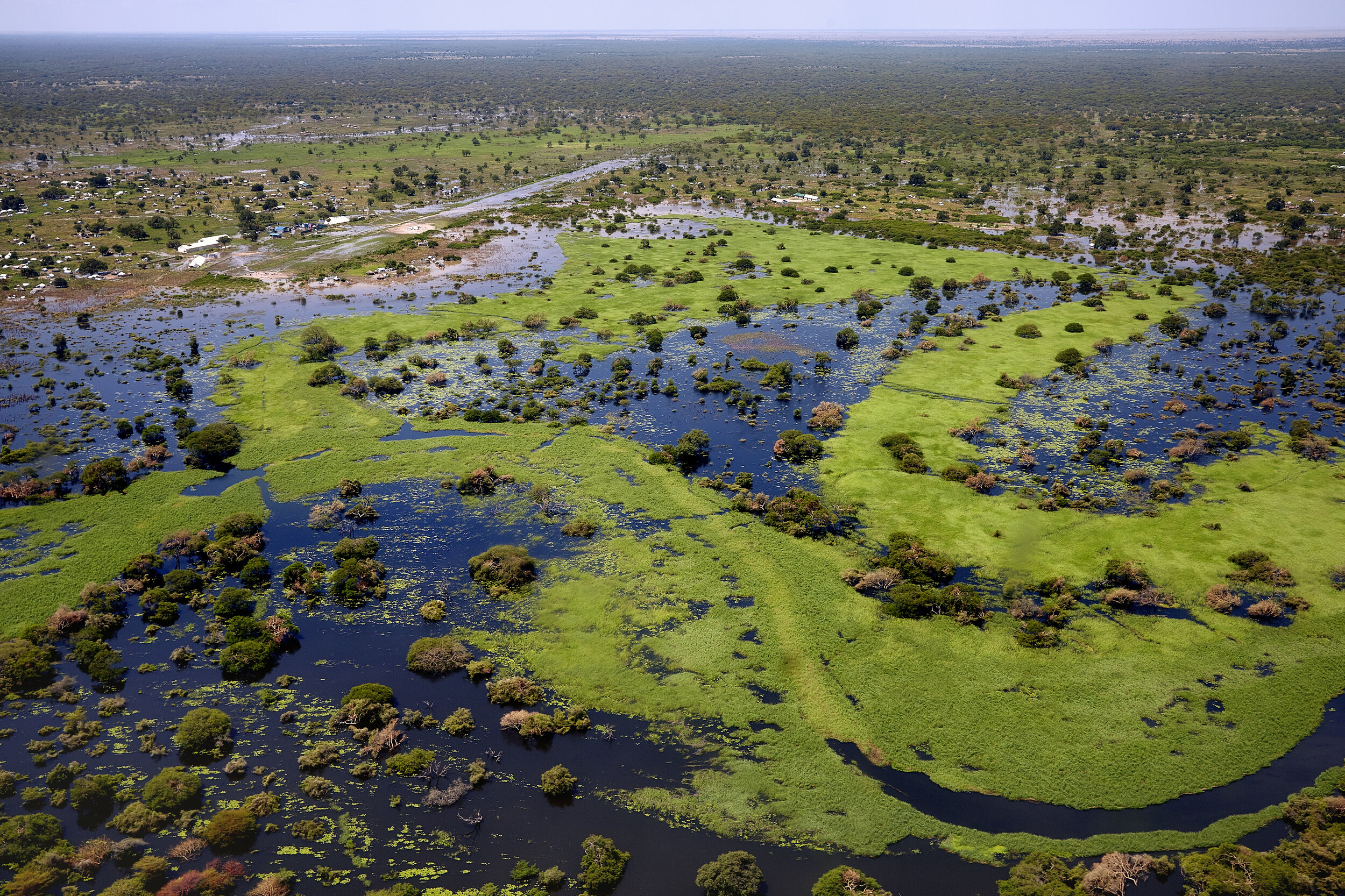 A view over the flooded areas near Pibor, South Sudan