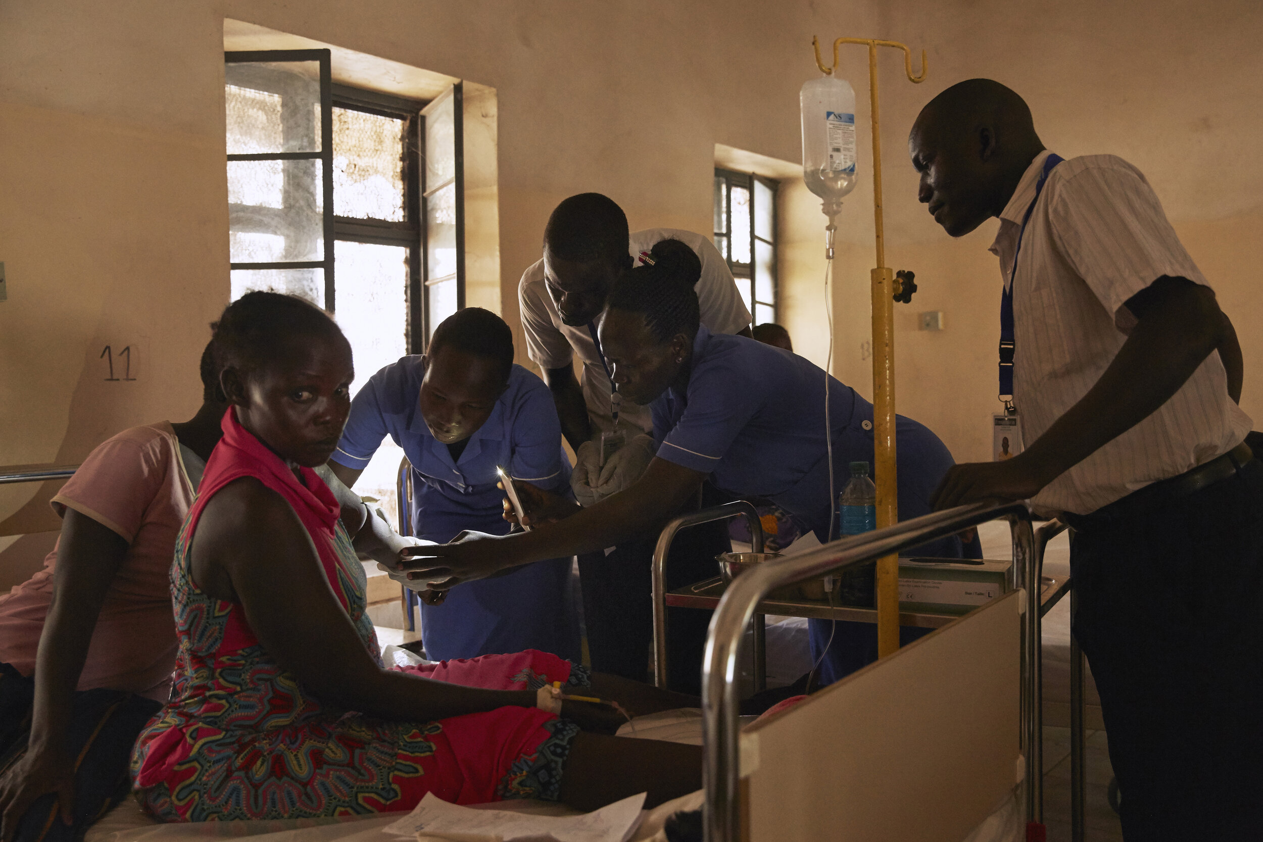 A woman is seen to by doctors at Juba Teaching Hospital in Juba, South Sudan