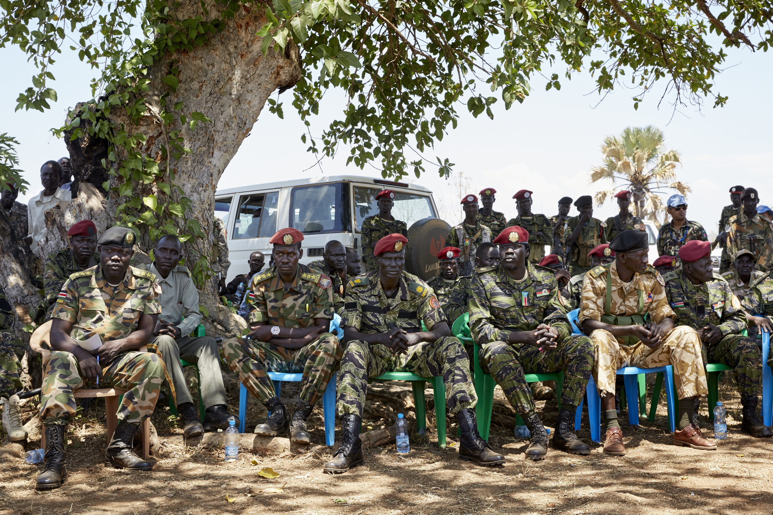 South Sudan People's Defence Force soliders (SSPDF) near Nimule, South Sudan