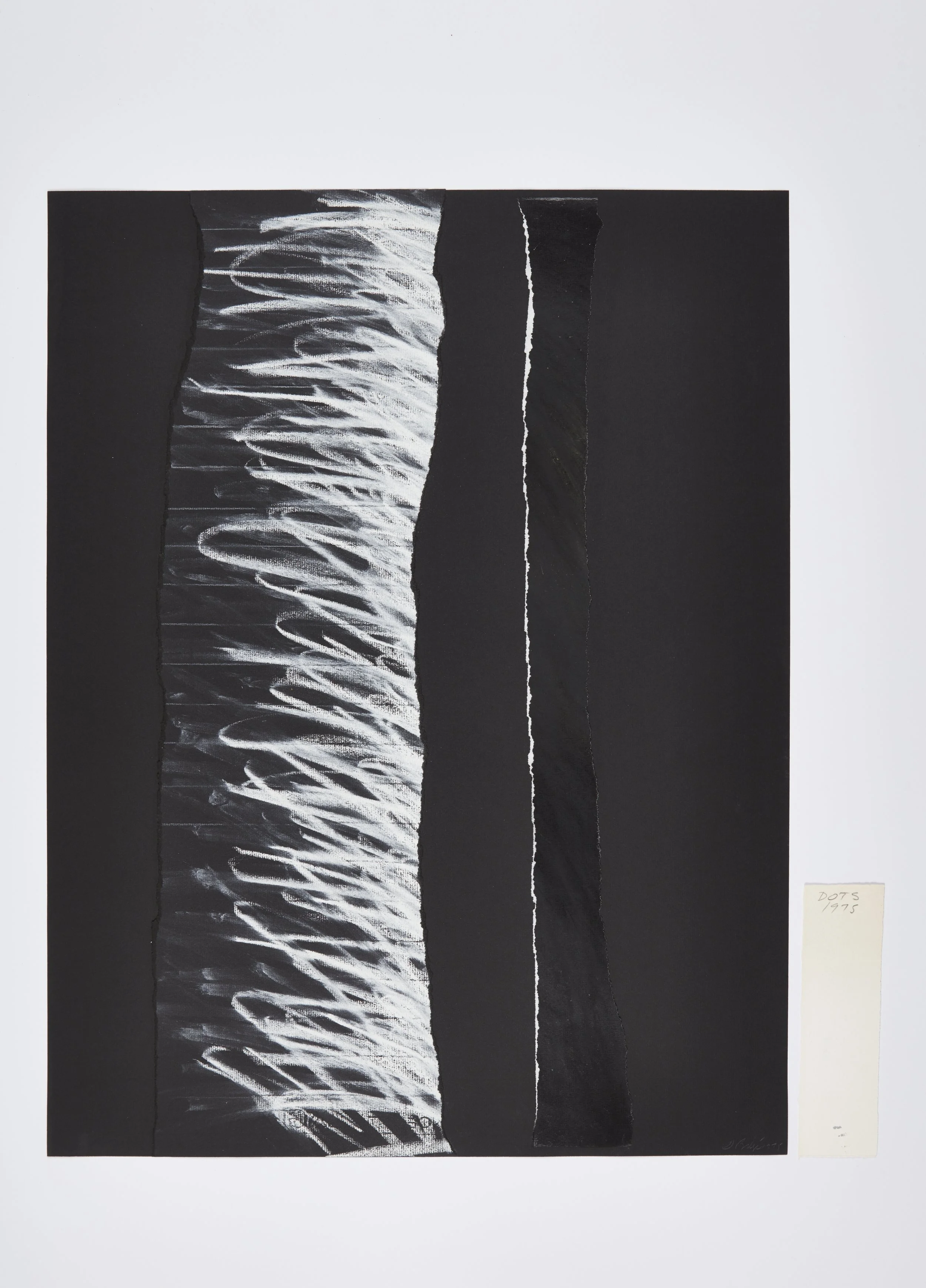 Bilge, Tearing line, untitled(black torn white drawing on black) 25.5x19.5in signed 1975.jpg
