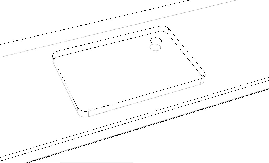 Console female cut-out to fit the SurfaceGo tablet adaptor.