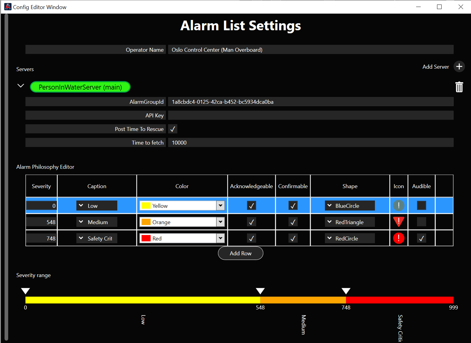 AlarmList Configuration Datamatik SCADA