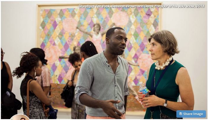 Storefront Ten Eyck, Deborah Brown and Derek Fordjour at his solo show, 2014.