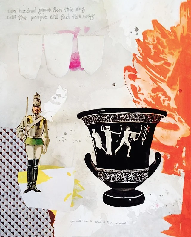 "100 Years" Mixed Media on Paper by Cara Ober.