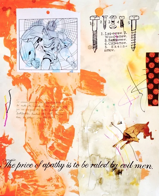"Price of Apathy" Mixed Media on Paper by Cara Ober.