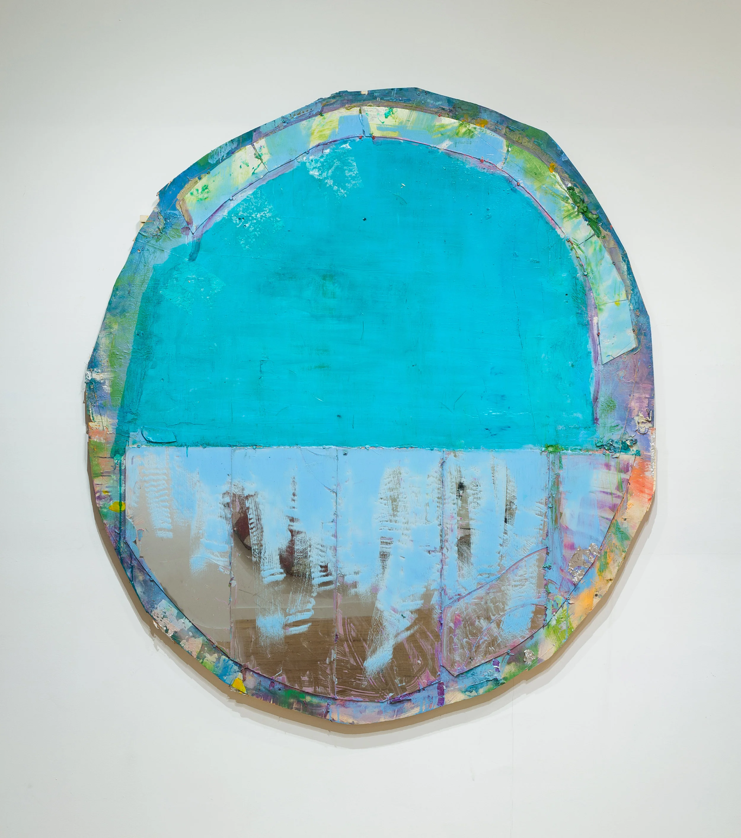 Daniel John Gadd, “Rosemma”, 2016, oil, wax, aluminum leaf and mirrored glass on wooden panel
