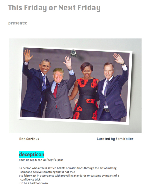 "Decepticon" , Ben Garthus curated by Sam Keller. Image courtesy of This Friday or Next Friday.